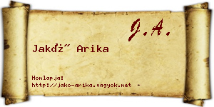 Jakó Arika névjegykártya